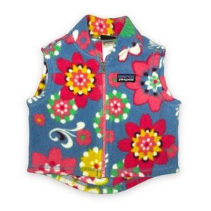Patagonia Fleece Sweater Vest Baby 3m 6m Floral Pink Full Zip